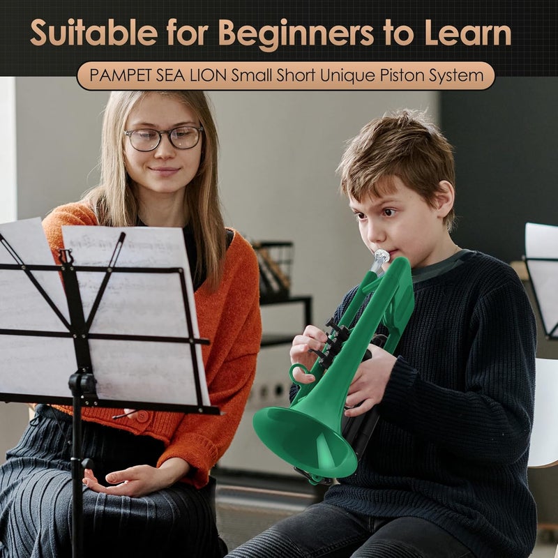 PAMPET SEA LION Professional Plastic Bb Trumpet Set for Student Beginner (Green) - Image 3